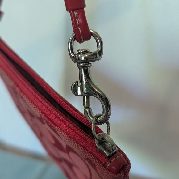 Coach Pink and Orange Leather Tag Wristlet - Picture 3 of 7